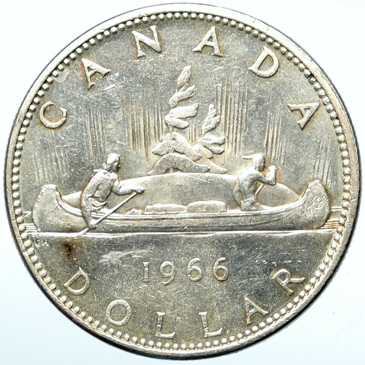 1966 CANADA w UK Queen Elizabeth II Voyagers Genuine Silver Dollar Coin i100922