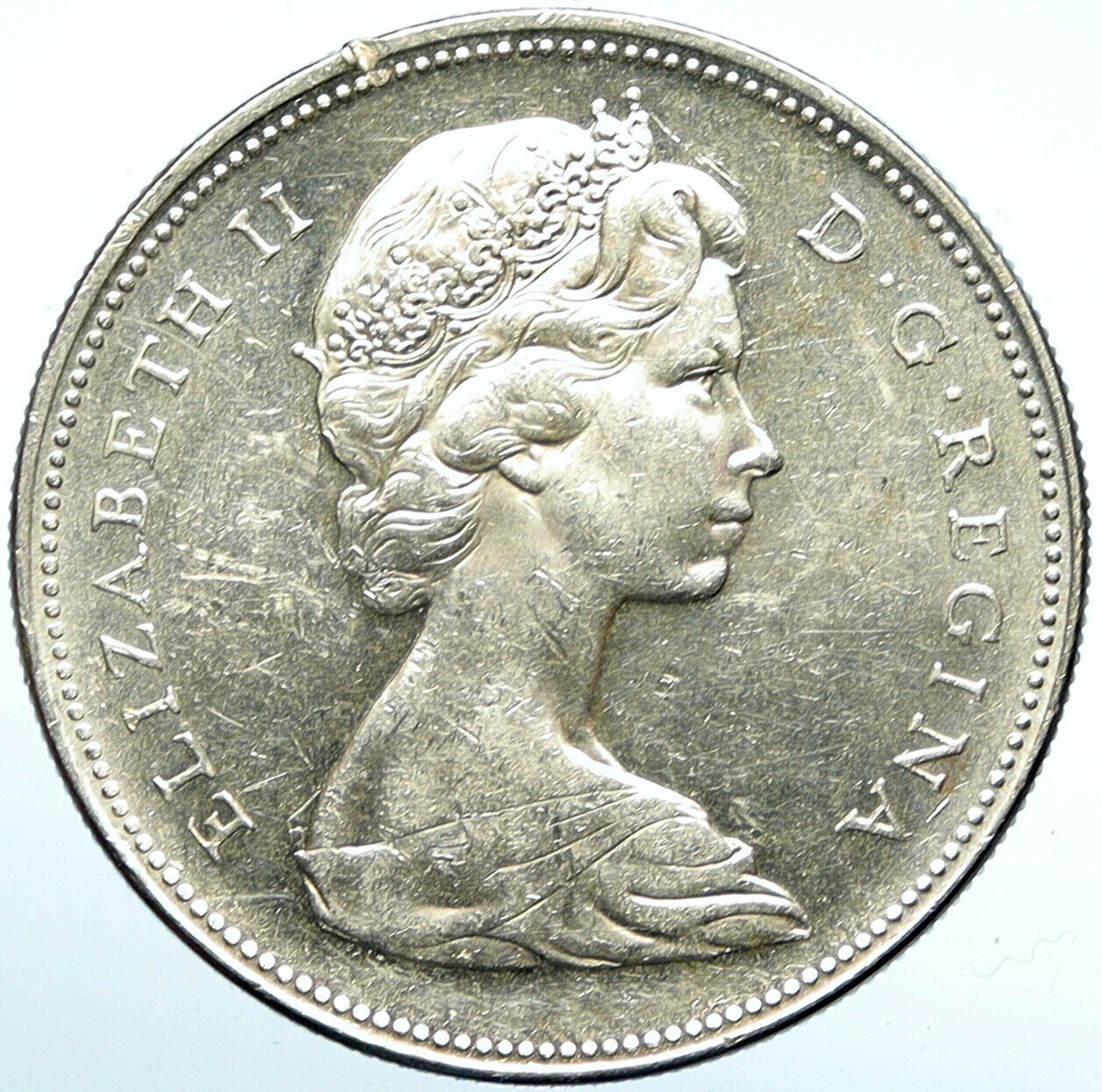 1966 CANADA w UK Queen Elizabeth II Voyagers Genuine Silver Dollar Coin i100922