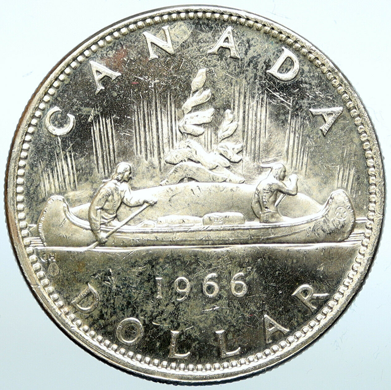 1966 CANADA w UK Queen Elizabeth II Voyagers Genuine Silver Dollar Coin i100945