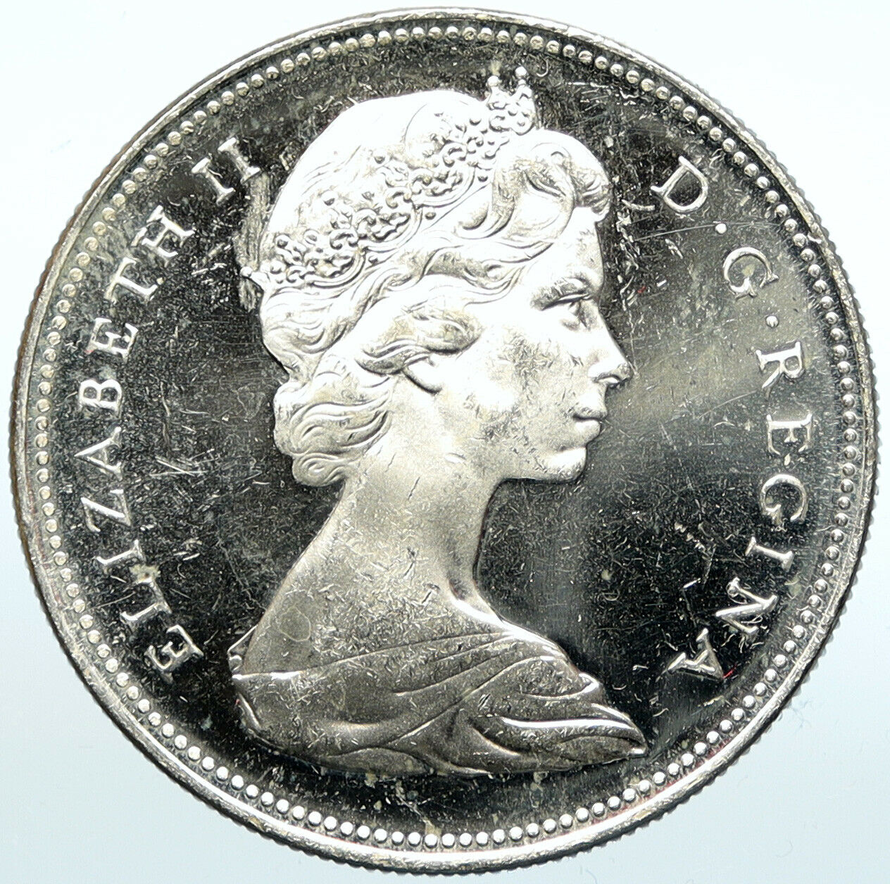 1966 CANADA w UK Queen Elizabeth II Voyagers Genuine Silver Dollar Coin i100945