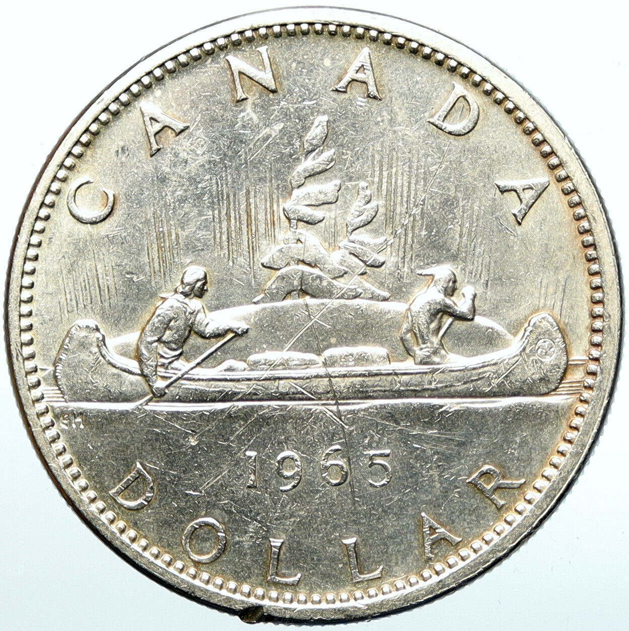 1965 CANADA w UK Queen Elizabeth II Voyagers Genuine Silver Dollar Coin i100932