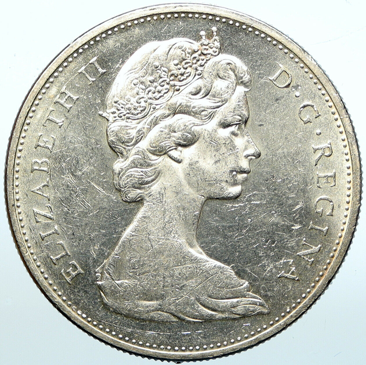 1965 CANADA w UK Queen Elizabeth II Voyagers Genuine Silver Dollar Coin i100932