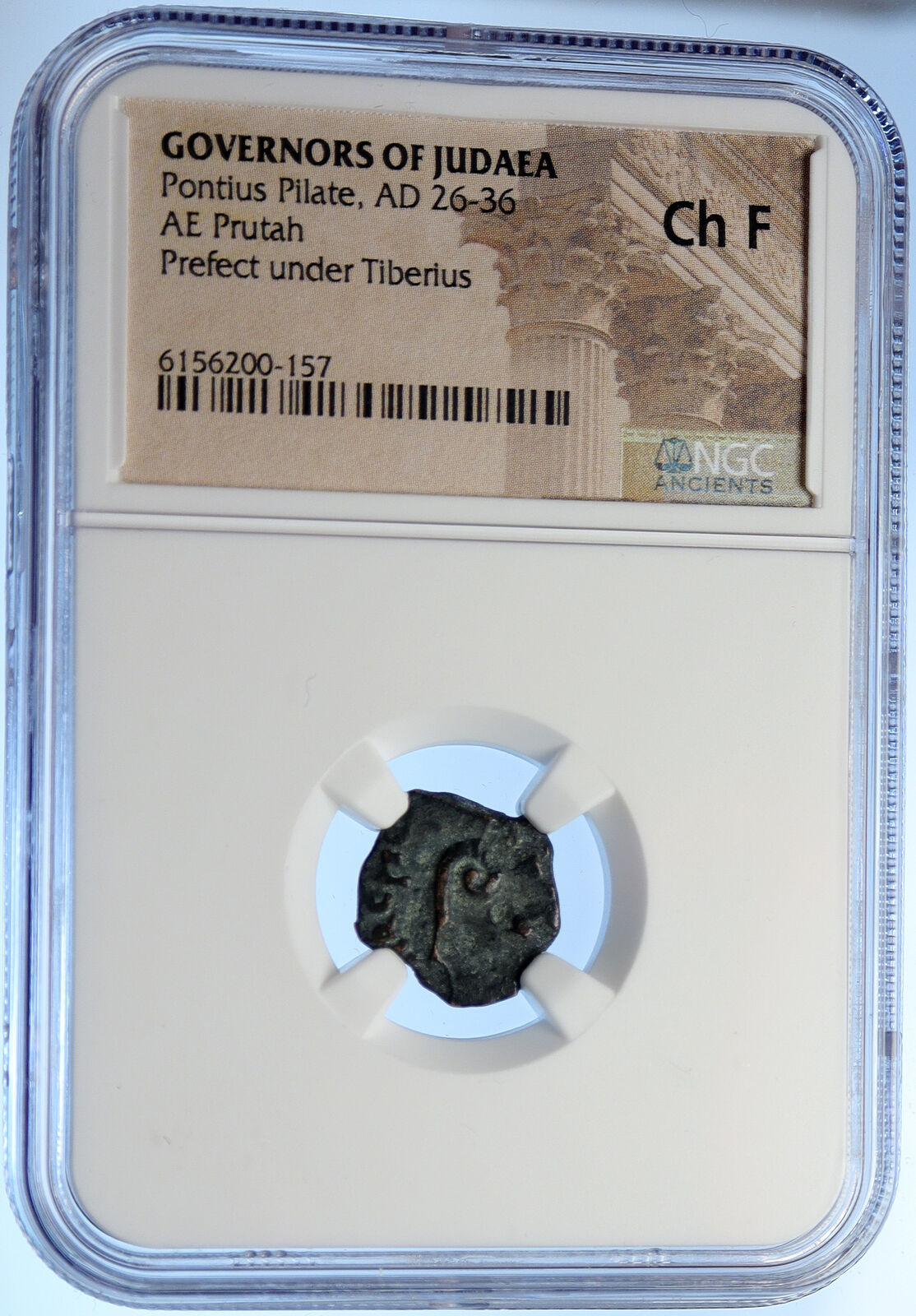 PONTIUS PILATE Tiberius Jerusalem JESUS CHRIST TRIAL Old Roman Coin NGC i106172