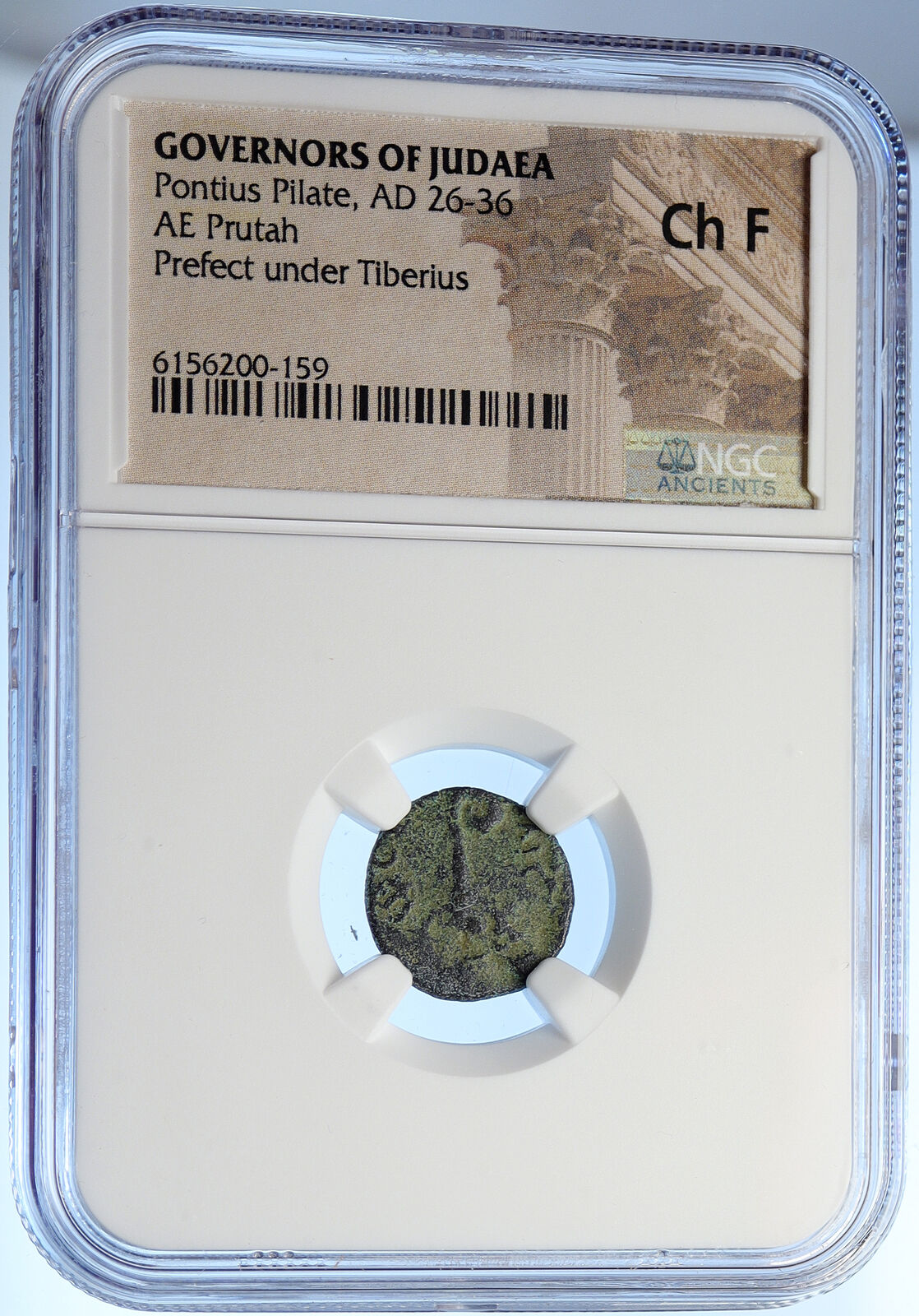 PONTIUS PILATE Tiberius Jerusalem JESUS CHRIST TRIAL Old Roman Coin NGC i106174