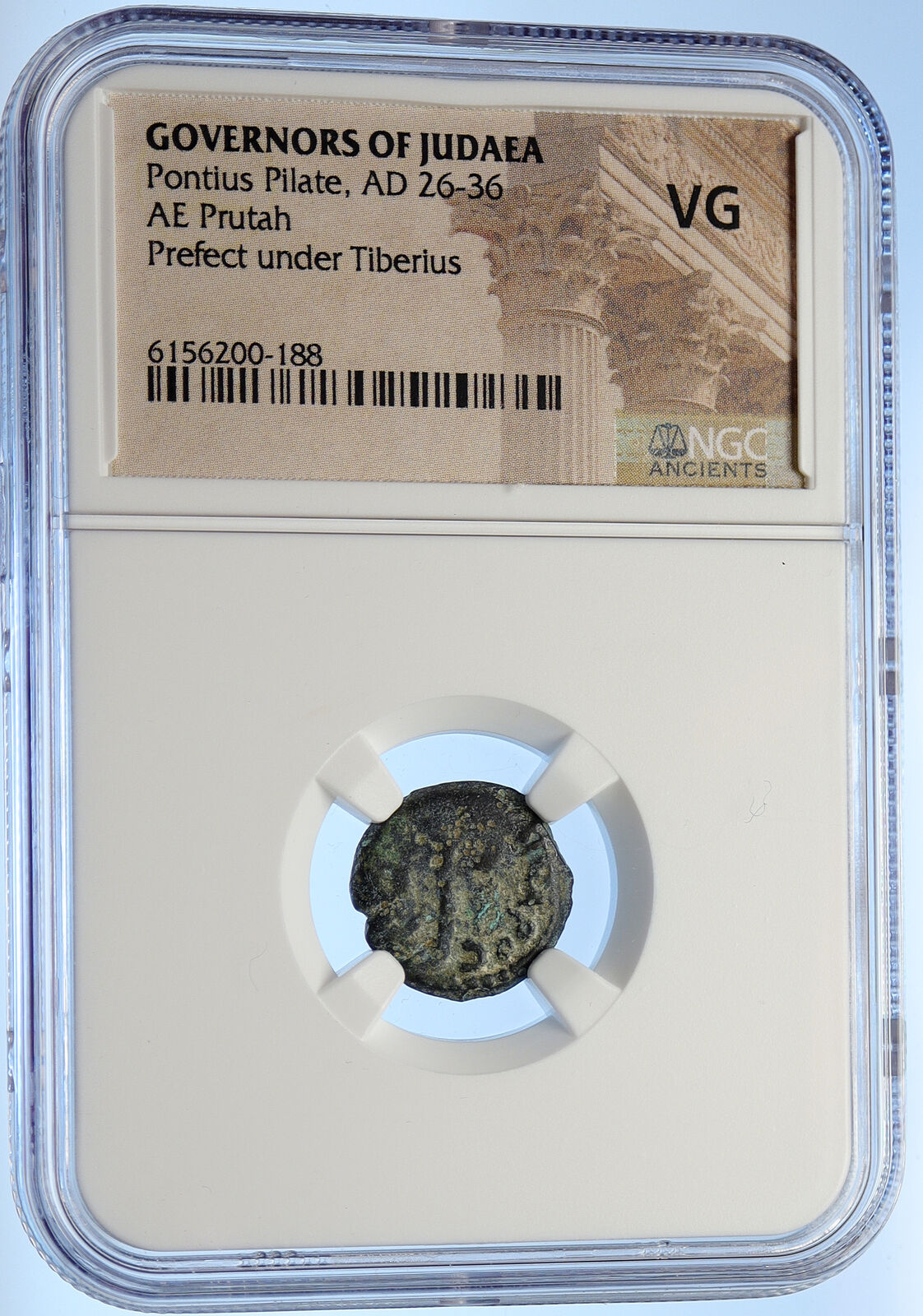 PONTIUS PILATE Tiberius Jerusalem JESUS CHRIST TRIAL Old Roman Coin NGC i106203