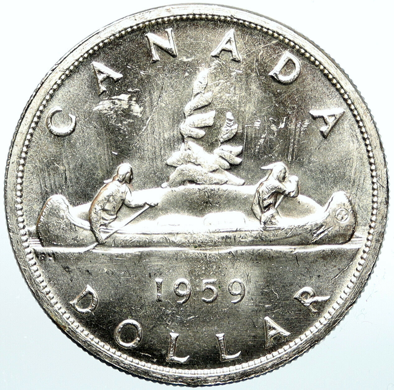 1959 CANADA w UK Queen Elizabeth II VINTAGE Voyagers Silver Dollar Coin i100950