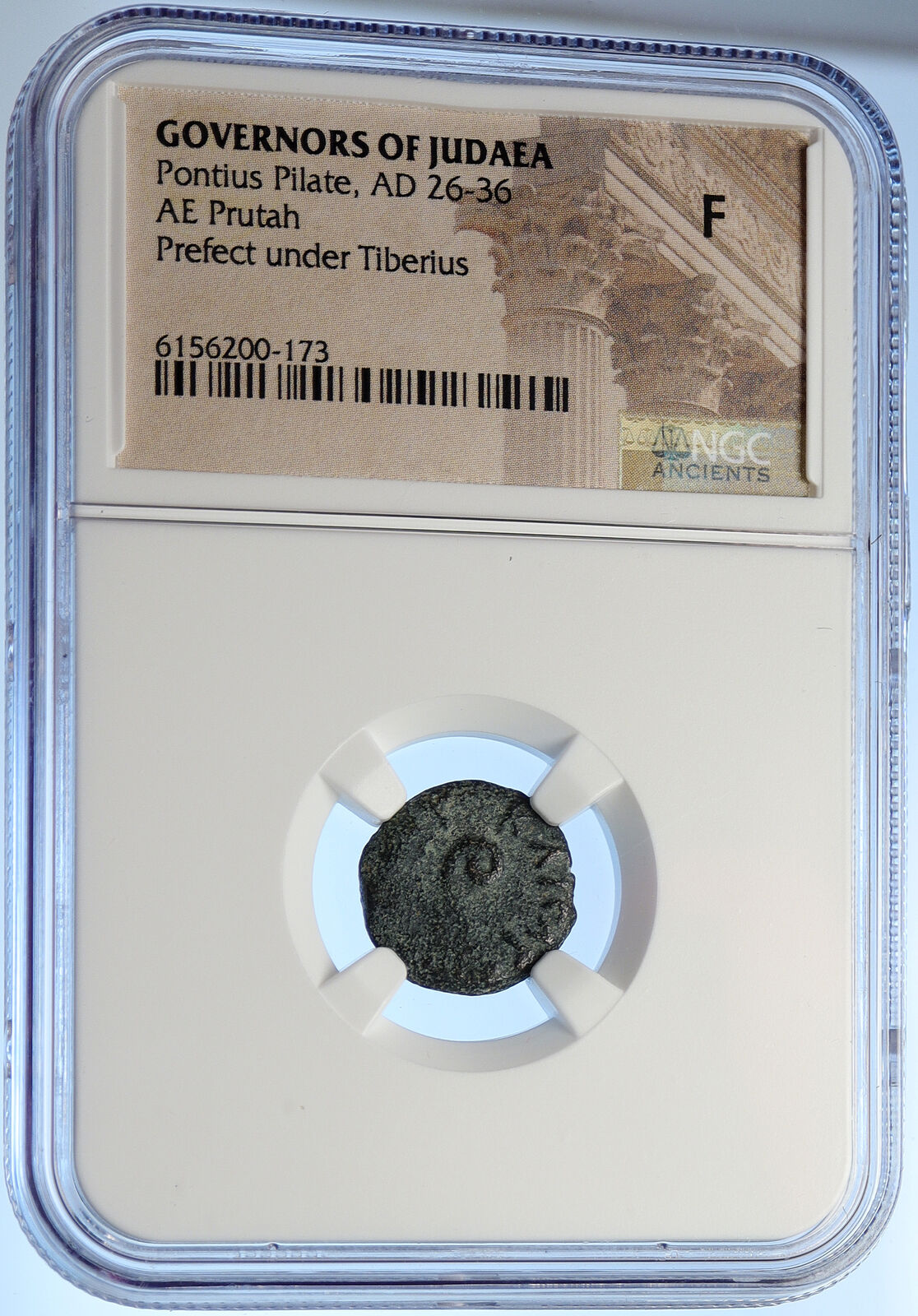 PONTIUS PILATE Tiberius Jerusalem JESUS CHRIST TRIAL Old Roman Coin NGC i106188