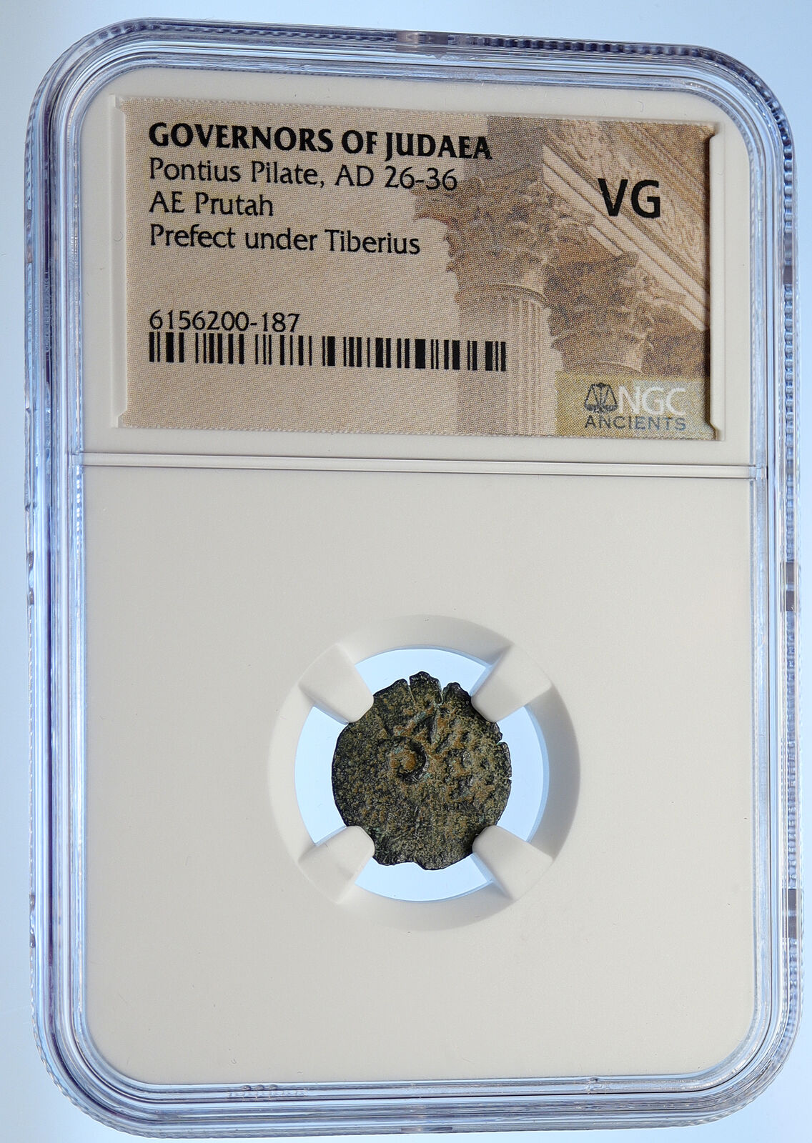 PONTIUS PILATE Tiberius Jerusalem JESUS CHRIST TRIAL Old Roman Coin NGC i106202