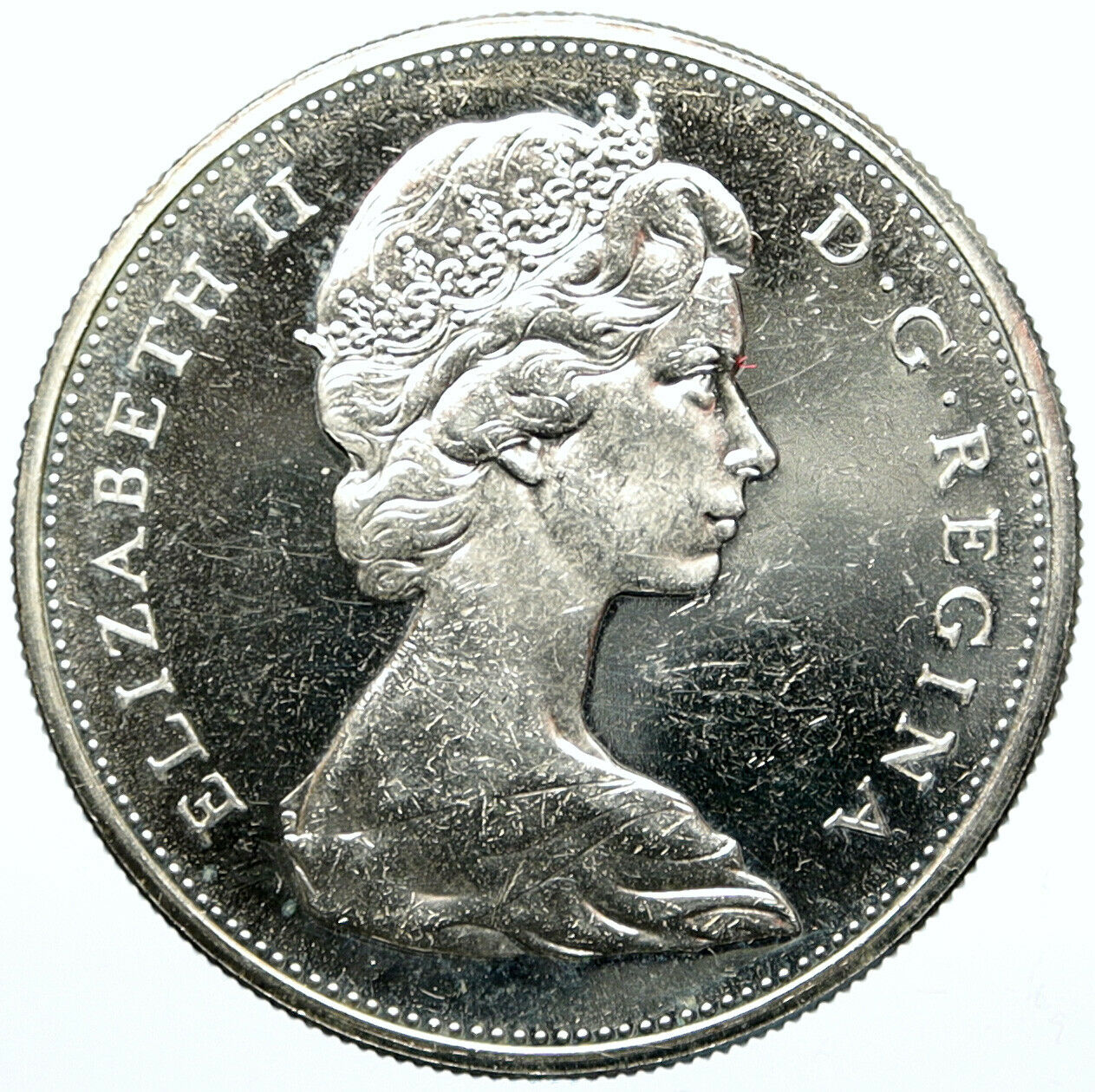 1965 CANADA w UK Queen Elizabeth II Voyagers Genuine Silver Dollar Coin i100948