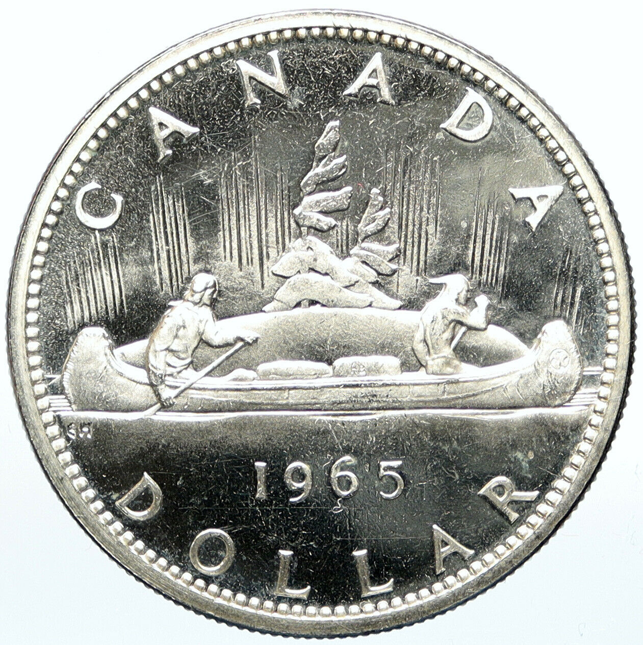 1965 CANADA w UK Queen Elizabeth II Voyagers Genuine Silver Dollar Coin i100948