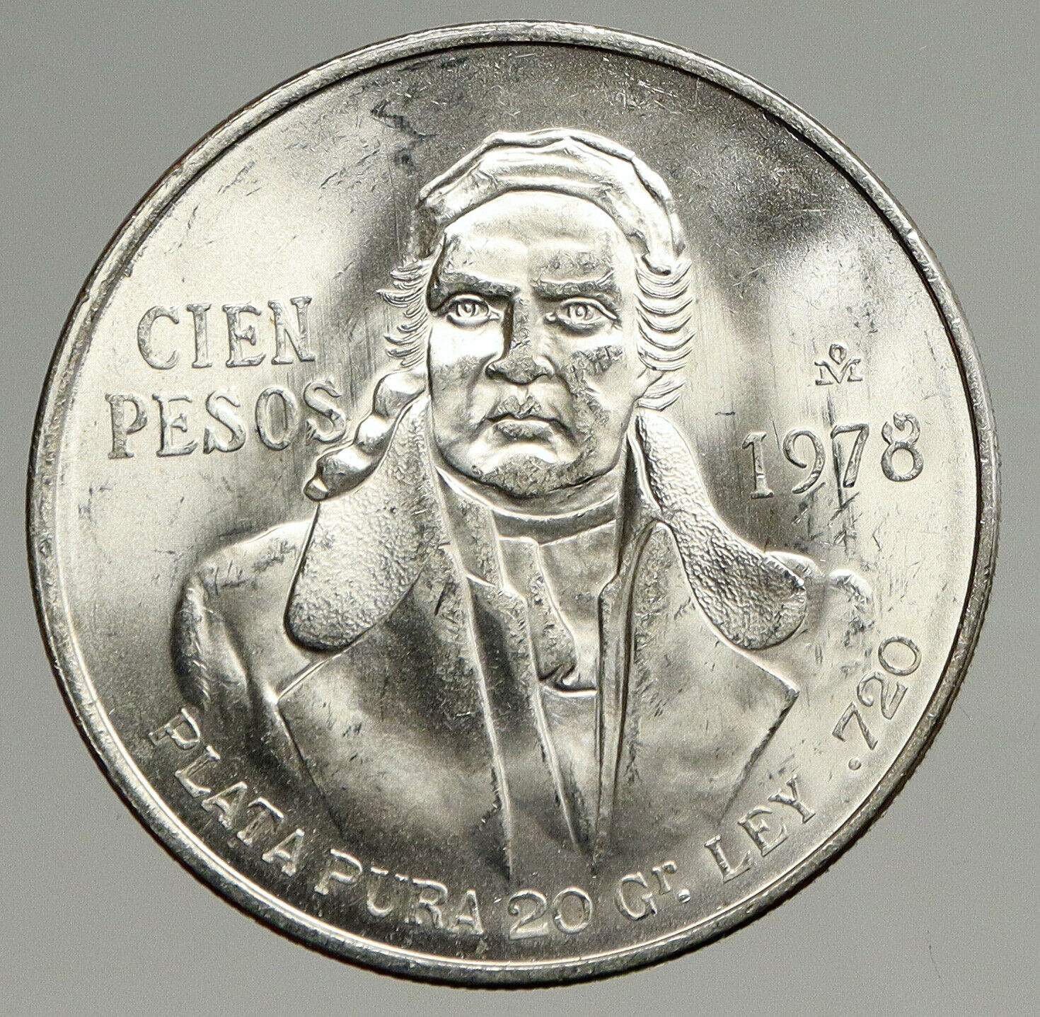 1978 Mexican Independence HERO Jose Maria Morelos Silver 100 Peso Coin i94399