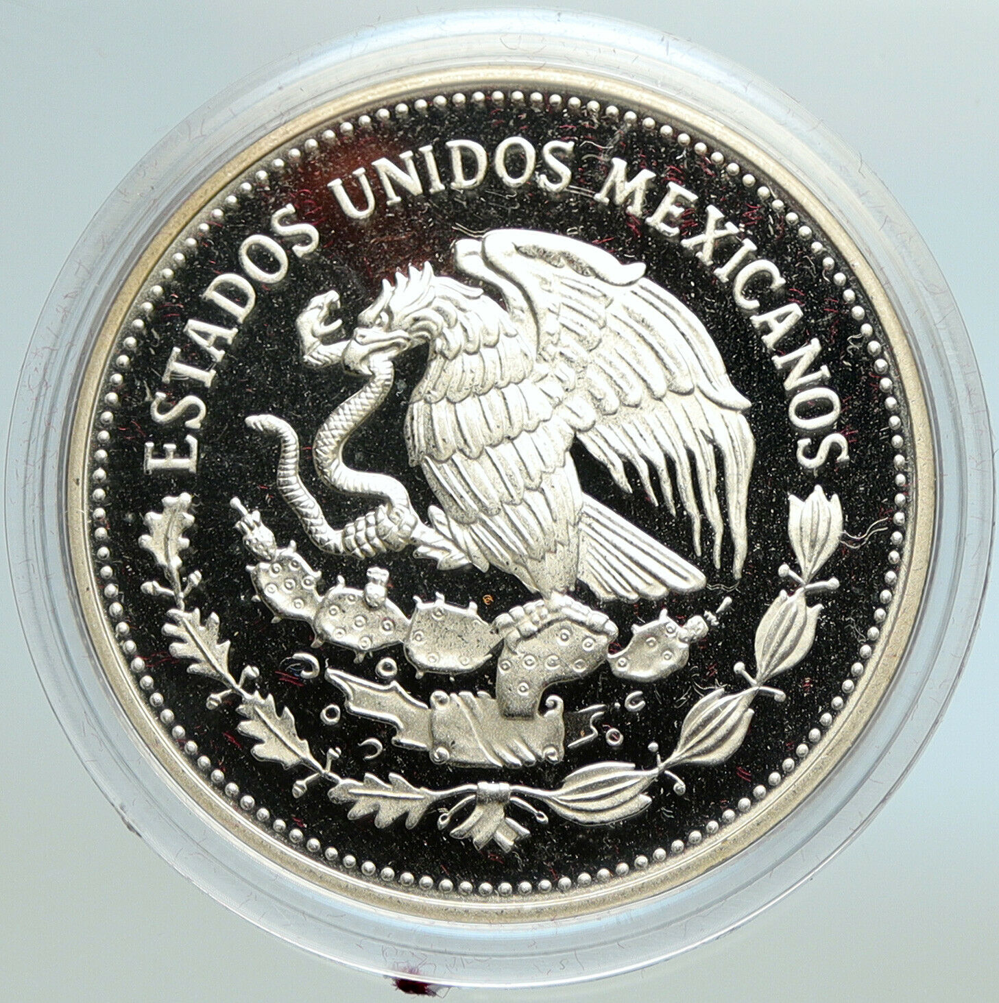 1985 Mo MEXICO FIFA World Cup 1986 Football Proof Silver 100 Peso Coin i105602