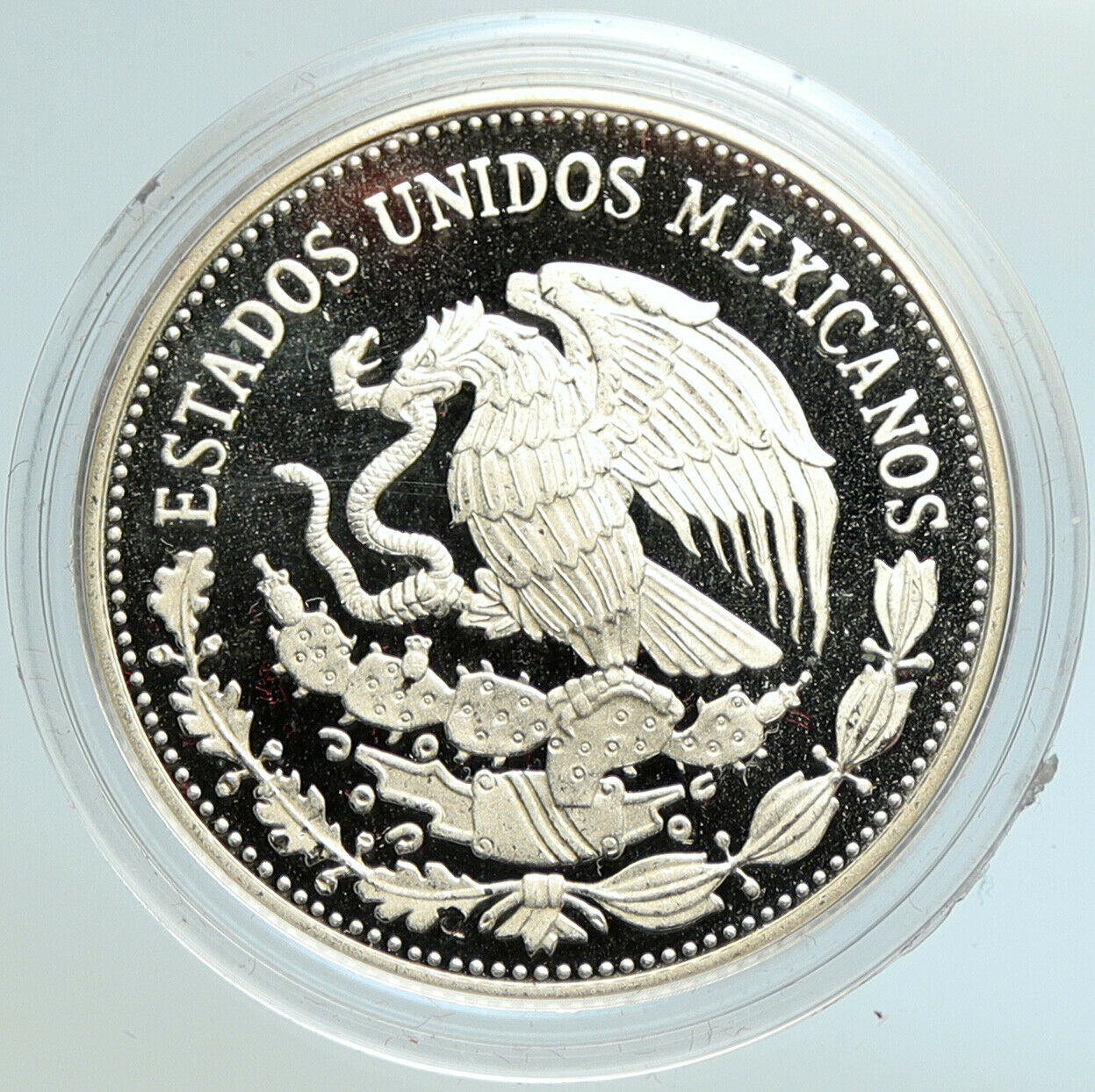 1985 MEXICO FIFA World Cup 1986 Football Soccer PRF Silver 50 Peso Coin i105601