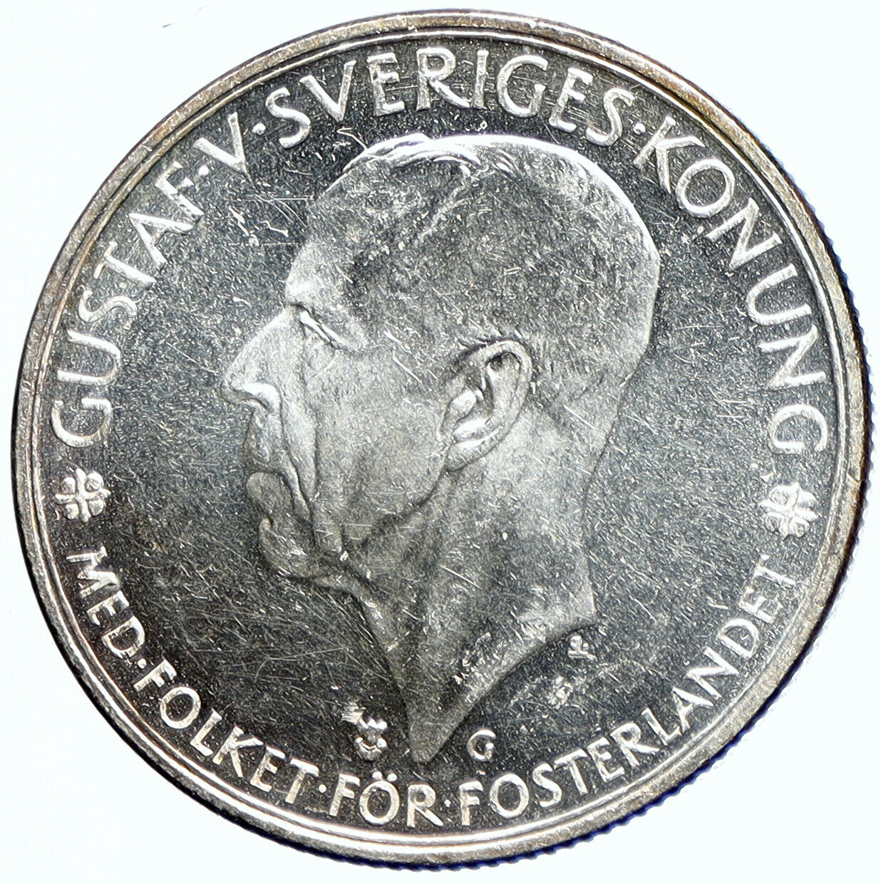 1935 SWEDEN w Riksdag KING Gustav V SWEDISH Old Silver 5 Kronor Coin i105633