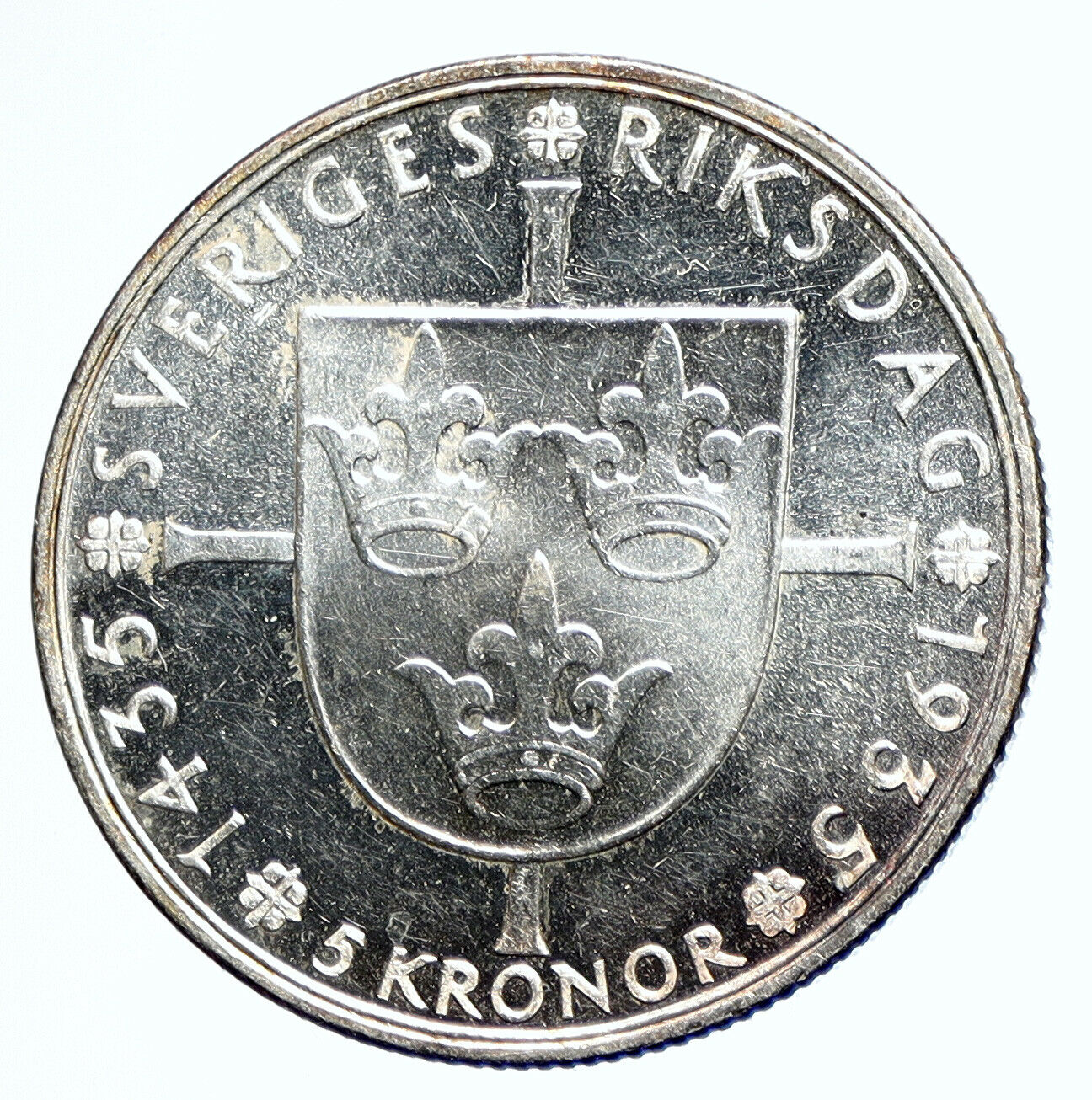 1935 SWEDEN w Riksdag KING Gustav V SWEDISH Old Silver 5 Kronor Coin i105633