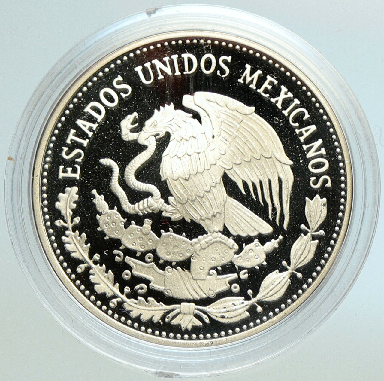 1985 MEXICO FIFA World Cup 1986 Football Soccer PRF Silver 50 Peso Coin i105599