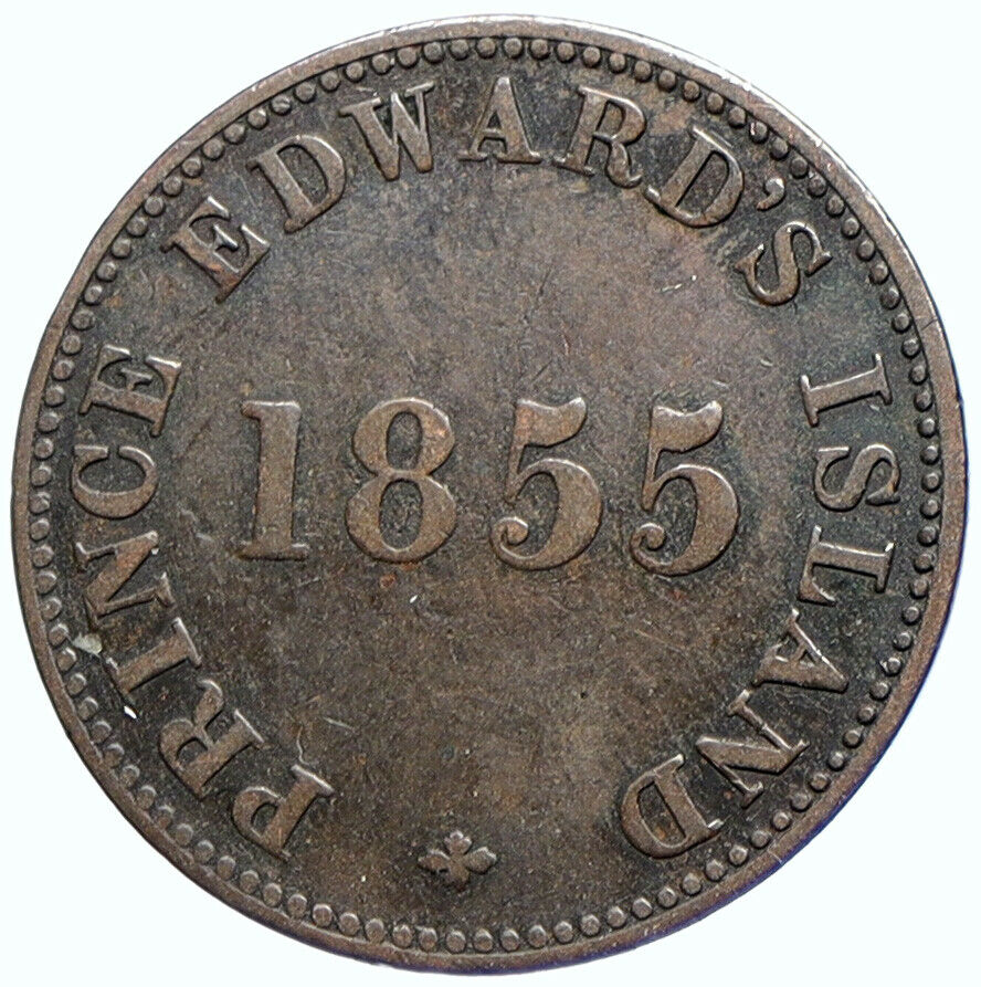 1855 CANADA PRINCE EDWARD ISLAND Self Government Old 1/2 Half Penny Coin i105634