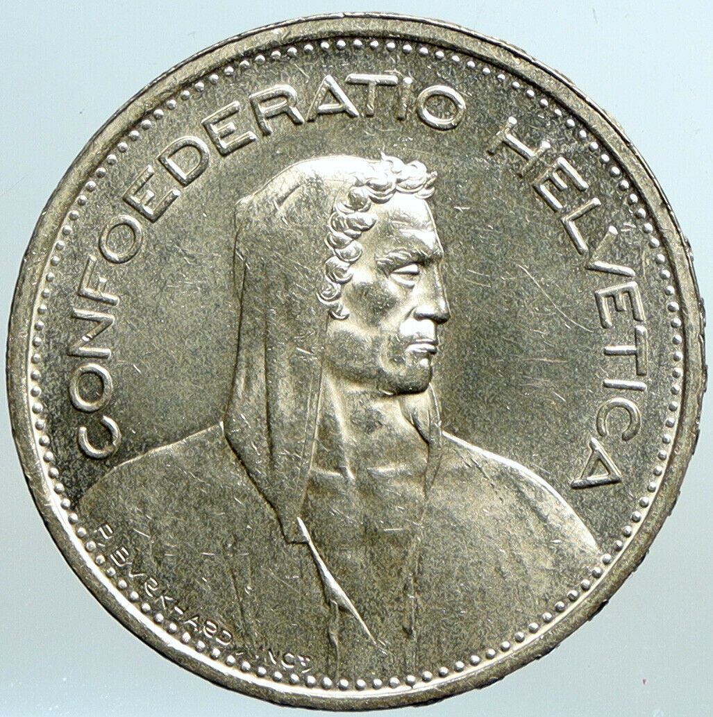 1954 B Switzerland Founding HERO WILLIAM TELL 5 Francs Silver Swiss Coin i101588