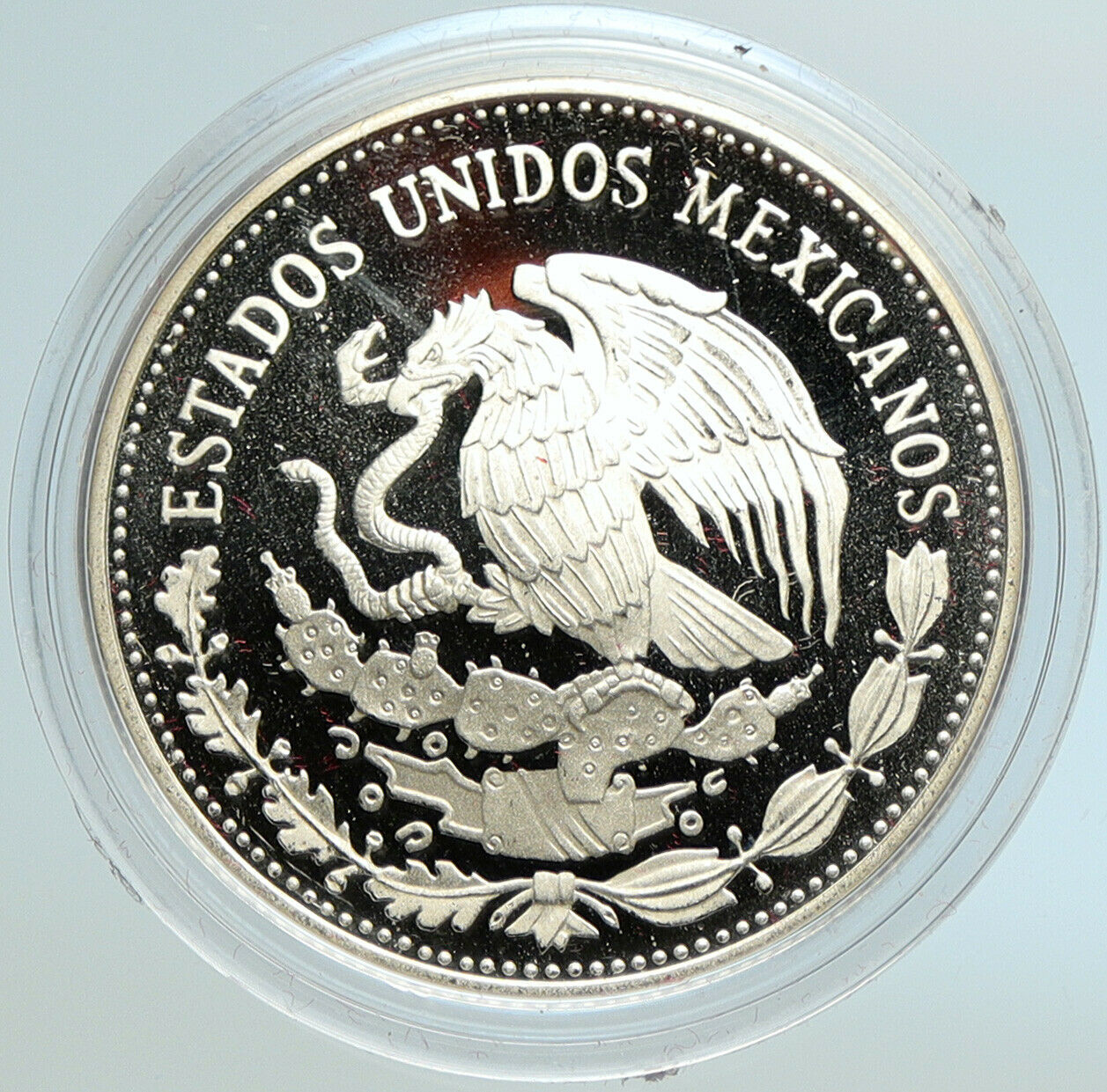 1985 MEXICO FIFA World Cup 1986 Football Soccer PRF Silver 50 Peso Coin i105593