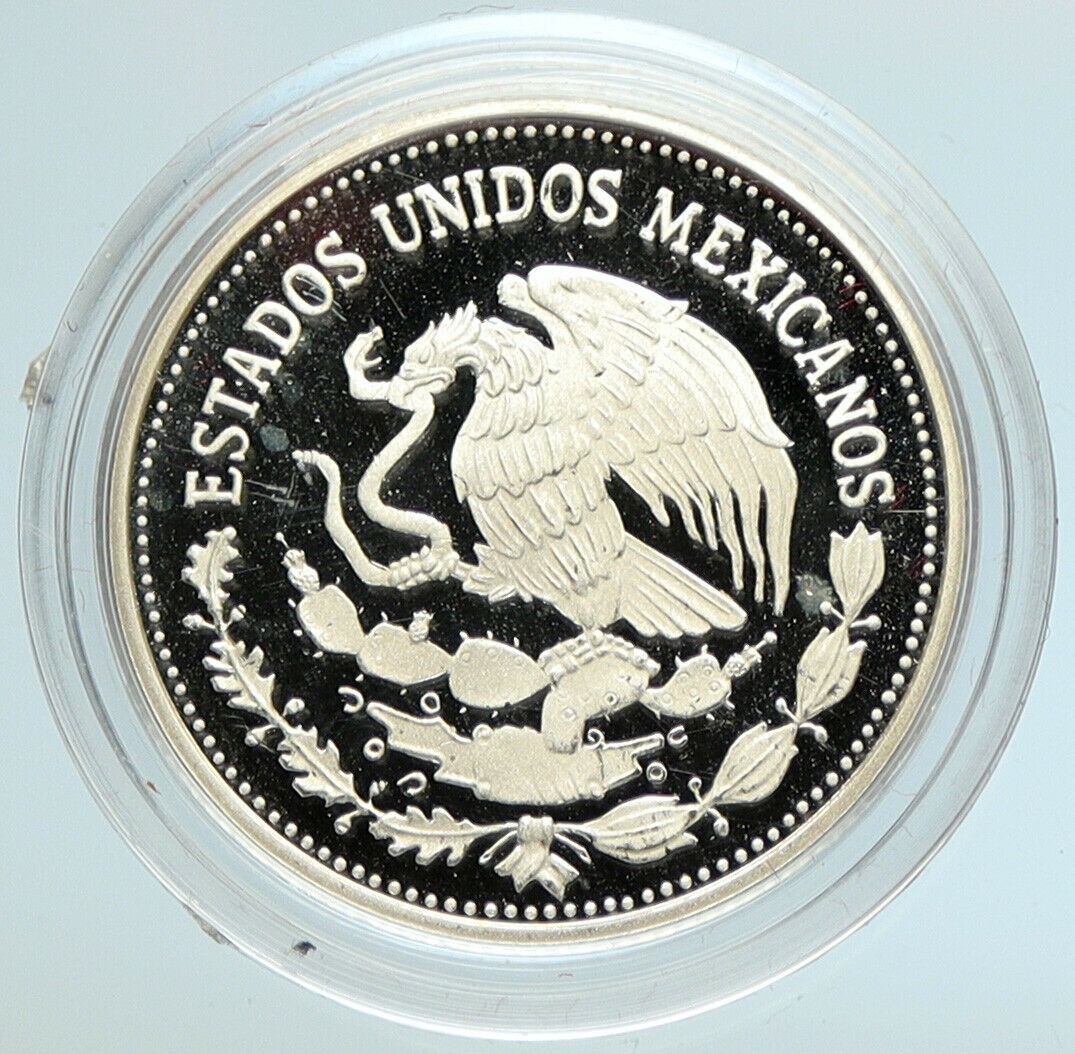 1985 MEXICO FIFA World Cup 1986 Football Soccer PRF Silver 25 Peso Coin i105592