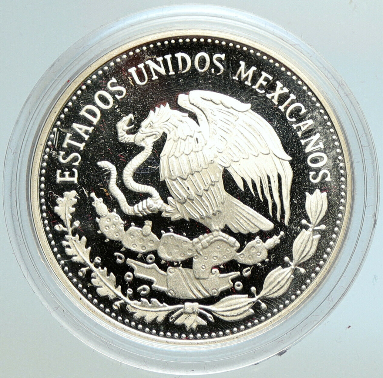 1985 MEXICO FIFA World Cup 1986 Football Soccer PRF Silver 50 Peso Coin i105600