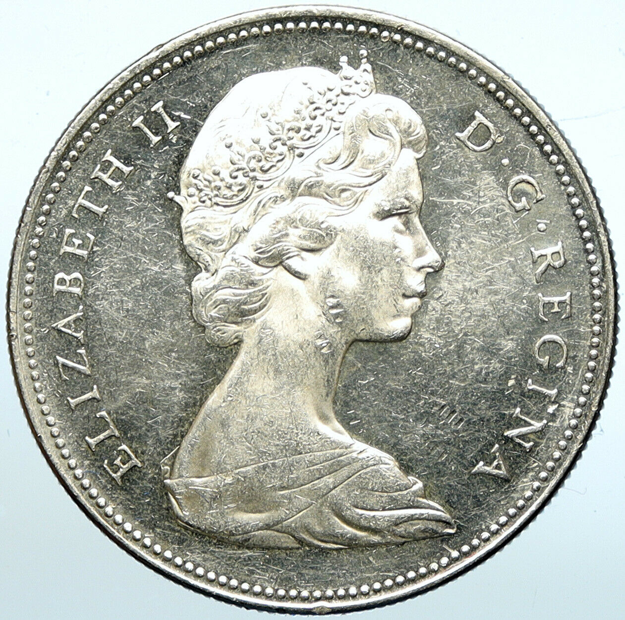 1966 CANADA w UK Queen Elizabeth II Voyagers Genuine Silver Dollar Coin i100926