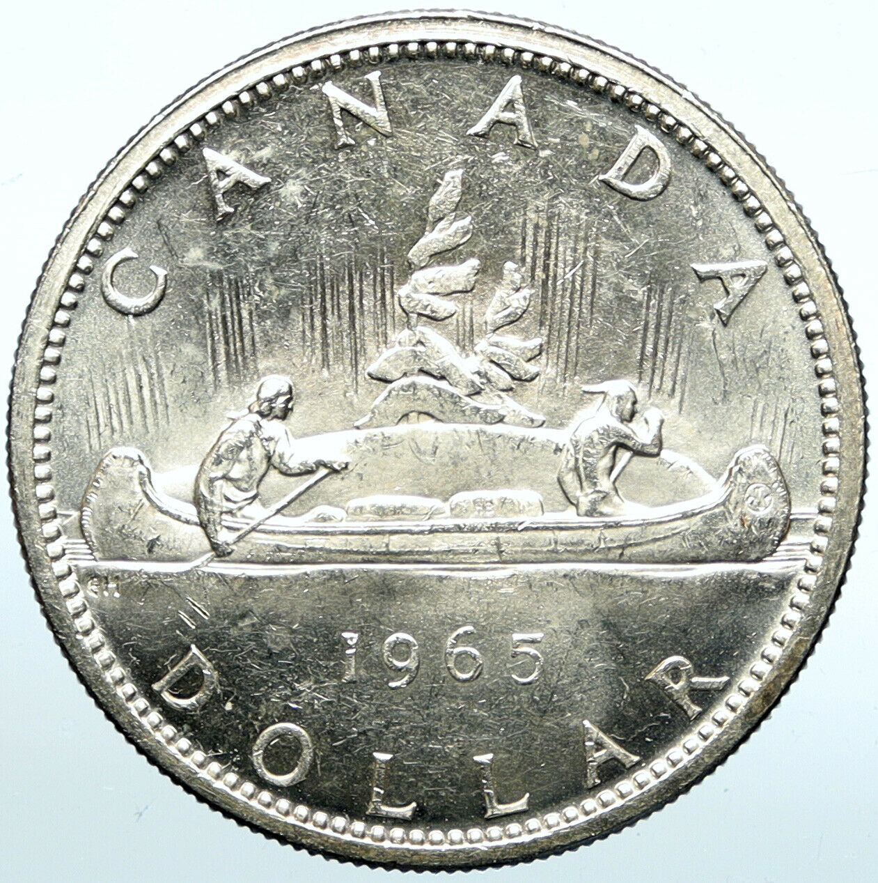 1965 CANADA w UK Queen Elizabeth II Voyagers Genuine Silver Dollar Coin i100936