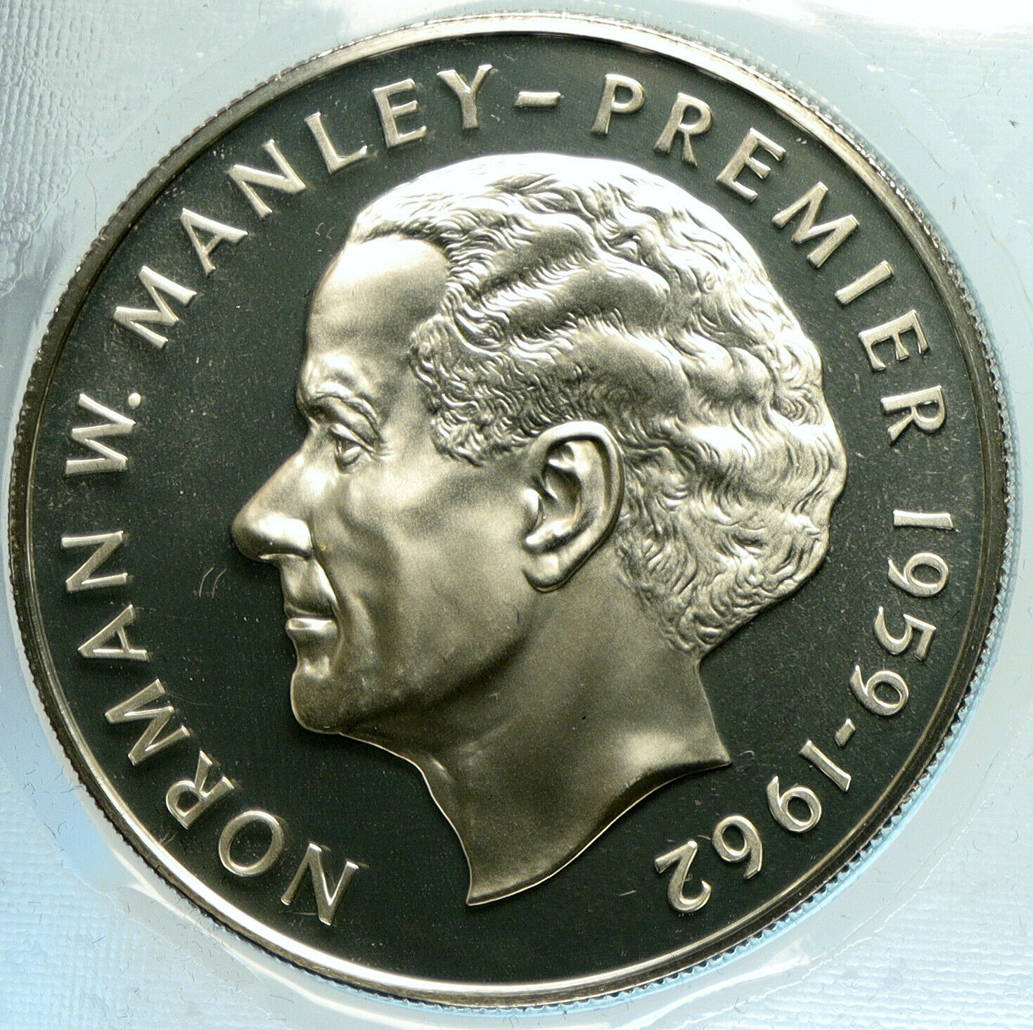 1974 JAMAICA Premier Norman W Manley VINTAGE OLD Proof Silver $5 Coin i104889