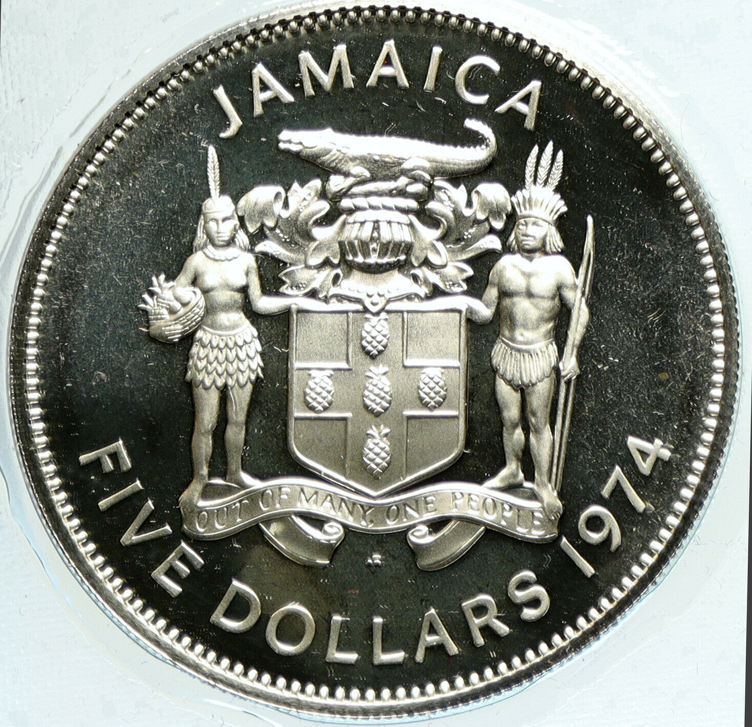 1974 JAMAICA Premier Norman W Manley VINTAGE OLD Proof Silver $5 Coin i104889