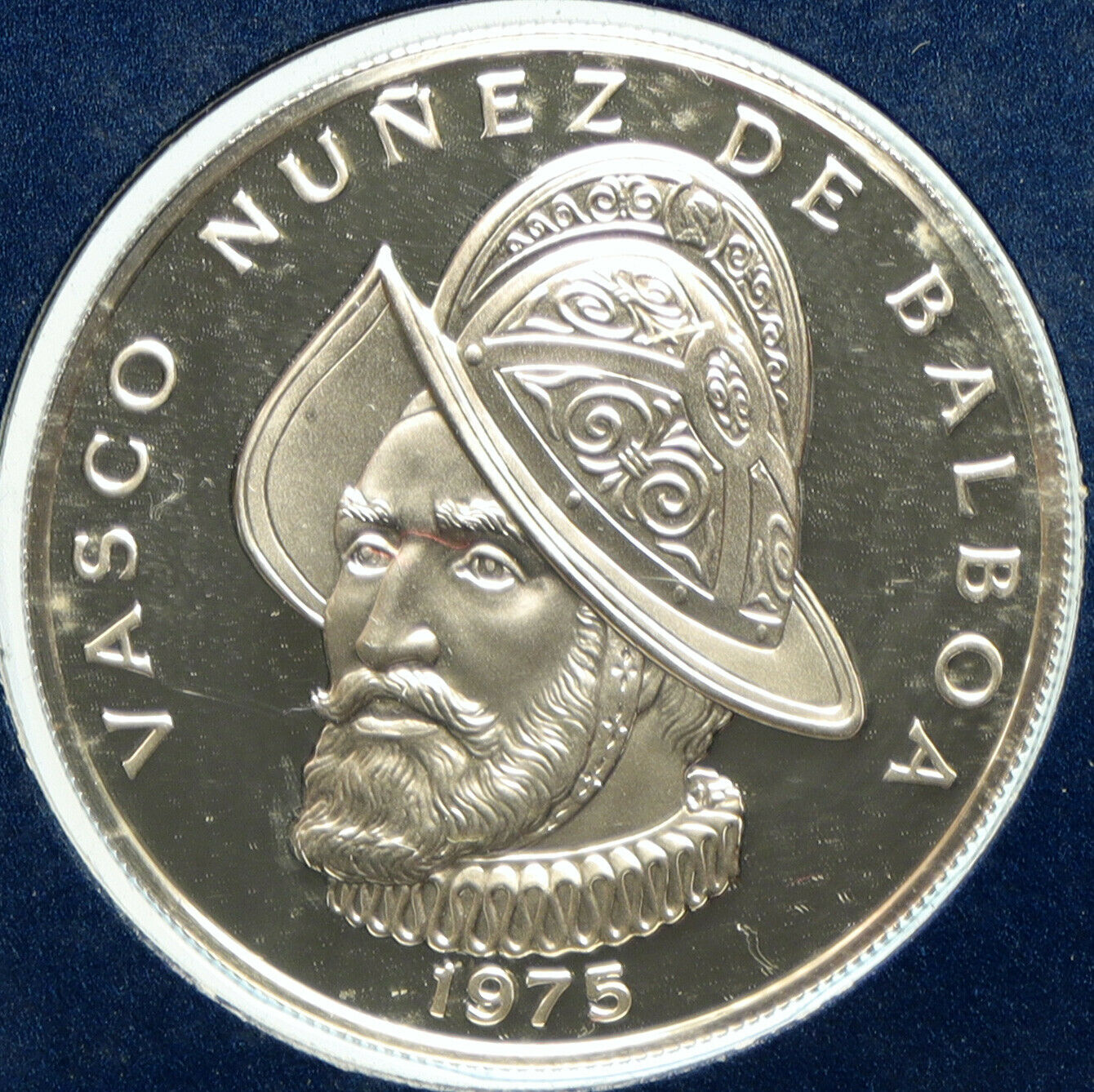 1975 PANAMA BIG Central America CONQUISTADOR BALBOA Proof Silver Coin i104898