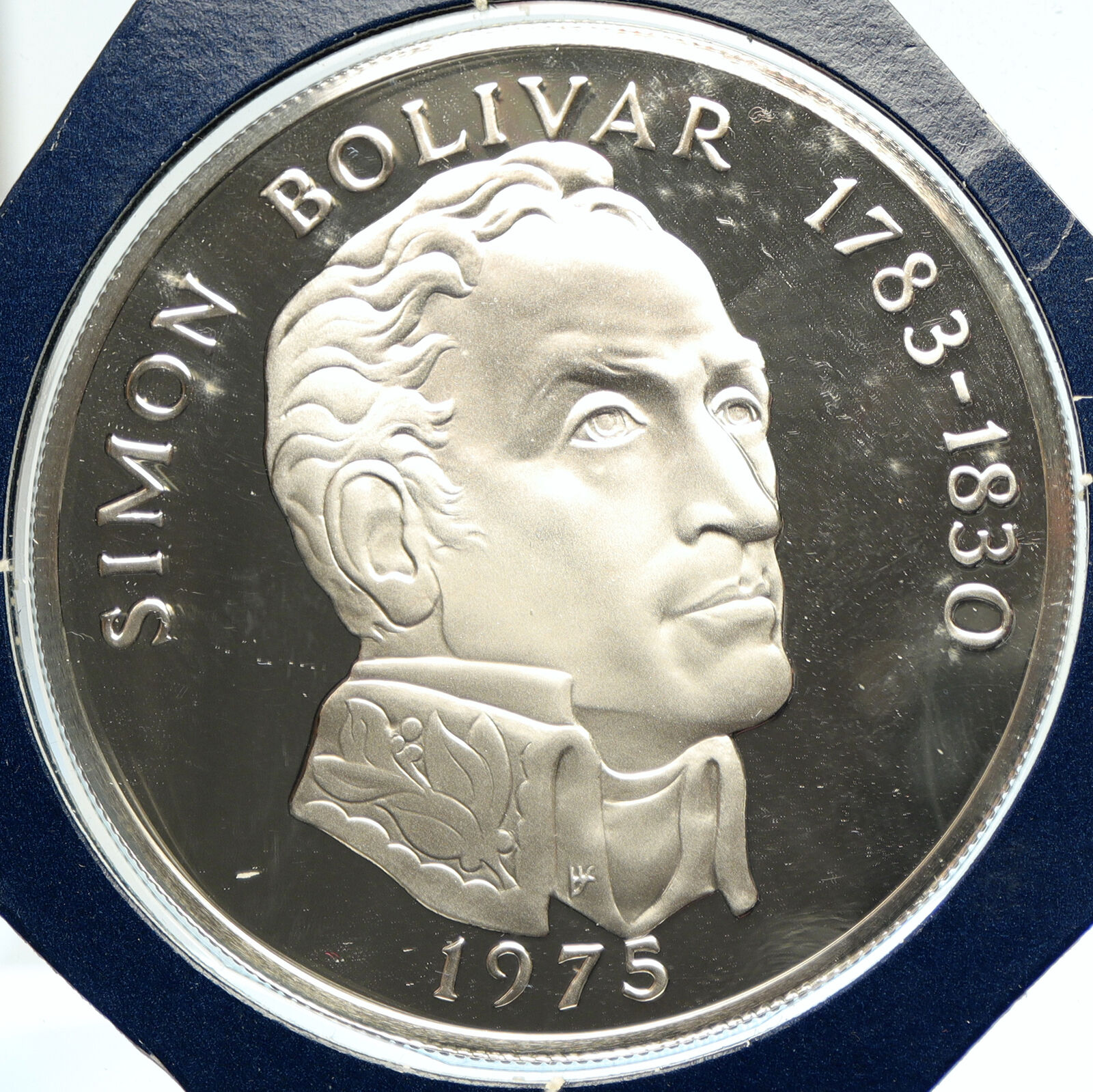 1975 PANAMA Huge Proof Silver 3.8oz 20 Balboas Coin SIMON BOLIVAR Medal i104912