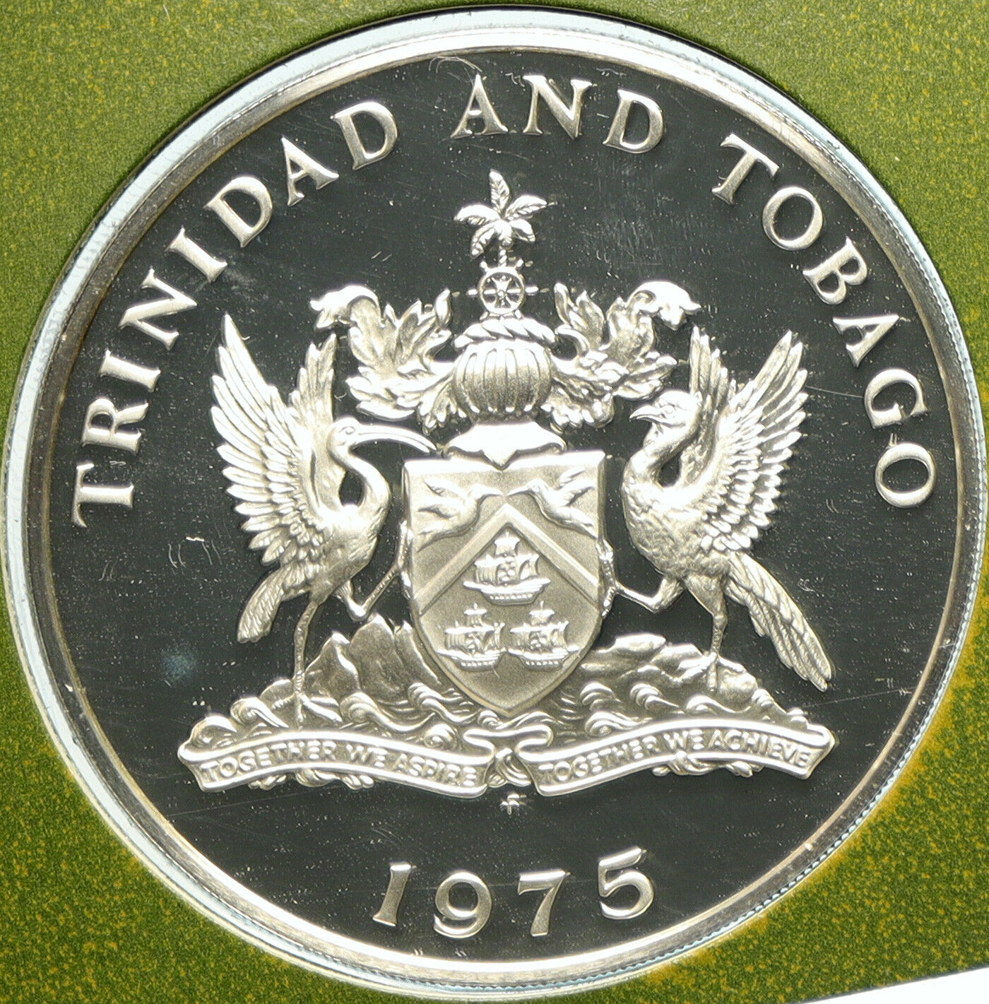 1975 TRINIDAD and TOBAGO Ibis INDEPENDENCE Proof Silver 5 Dollar Coin i104888