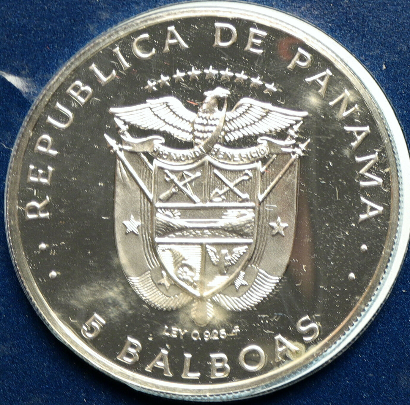 1975 PANAMA President Belisario Porras Politics PROOF SILVER 5 Balb Coin i104897