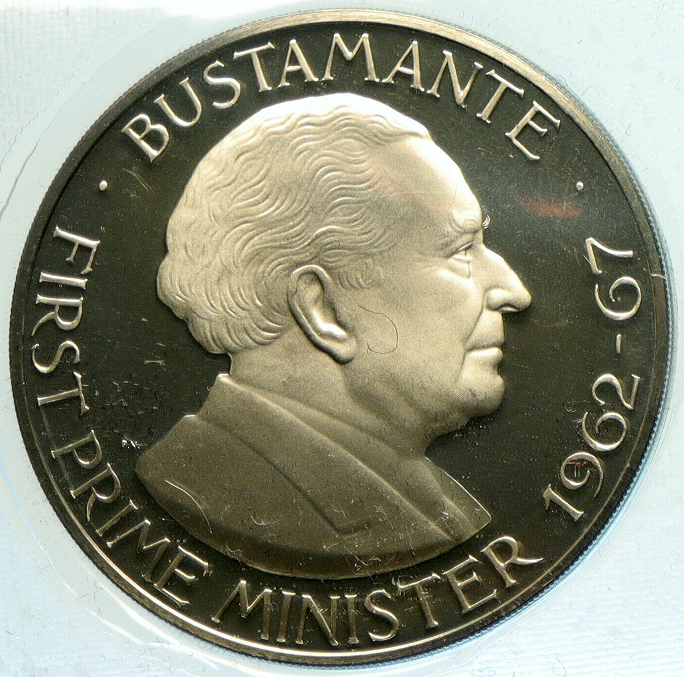 1974 JAMAICA First Prime Minister BUSTAMANTE Vintage Proof Dollar Coin i104894