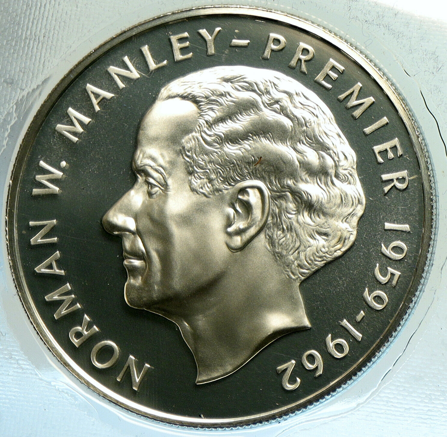 1974 JAMAICA Premier Norman W Manley VINTAGE OLD Proof Silver $5 Coin i104906