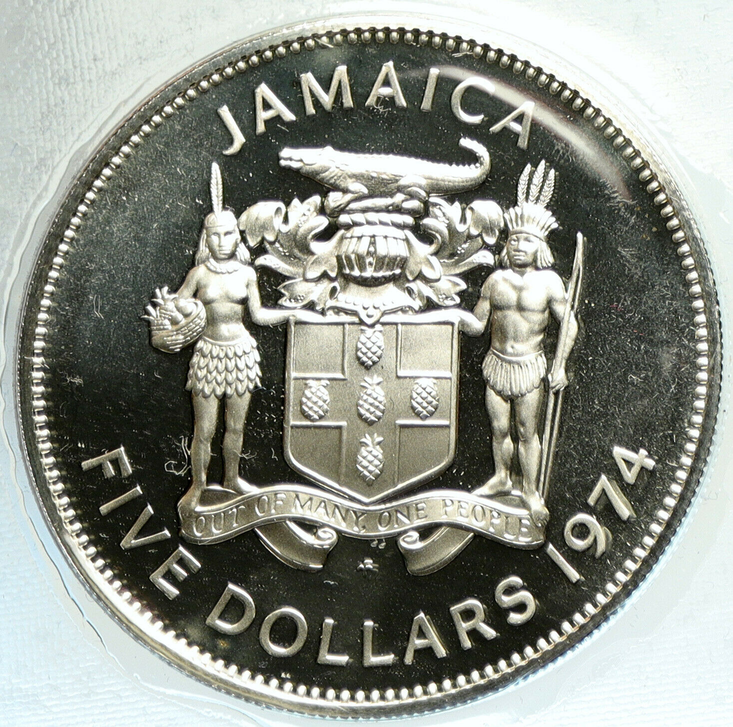 1974 JAMAICA Premier Norman W Manley VINTAGE OLD Proof Silver $5 Coin i104906