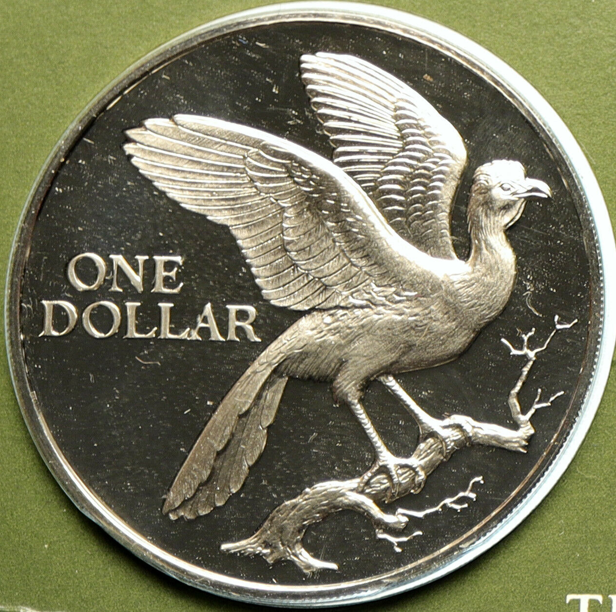 1975 TRINIDAD and TOBAGO Rufous-vented Chachalaca BIRD Proof Dollar Coin i104890