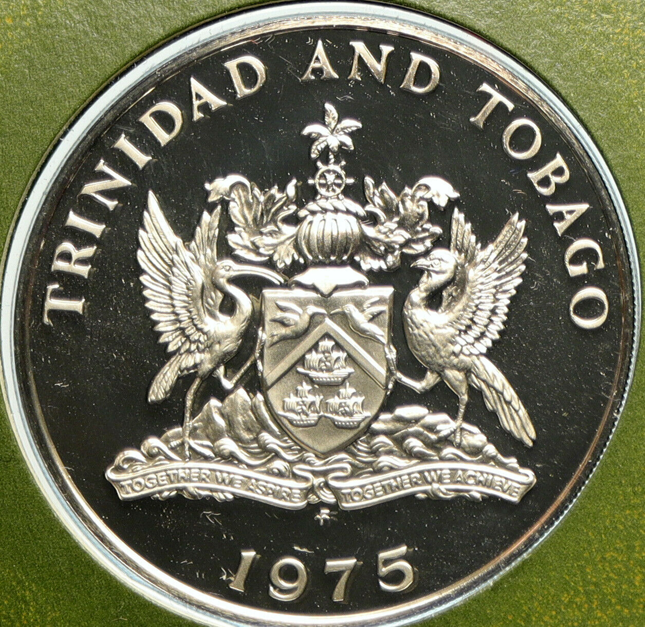 1975 TRINIDAD and TOBAGO Rufous-vented Chachalaca BIRD Proof Dollar Coin i104890