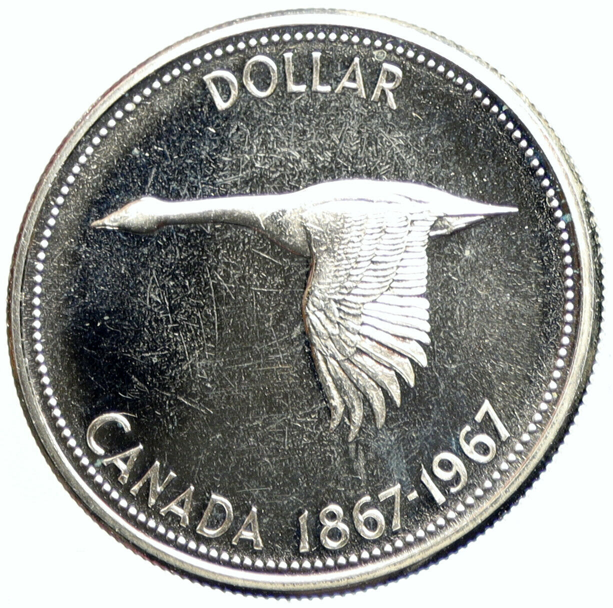 1967 CANADA CANADIAN Confederation Founding Goose OLD Silver Dollar Coin i104902