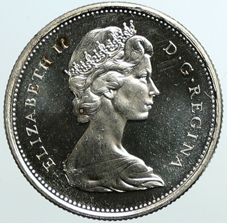 1965 CANADA United Kingdom Elizabeth II CARIBOU Old Silver 25 Cent Coin i101587