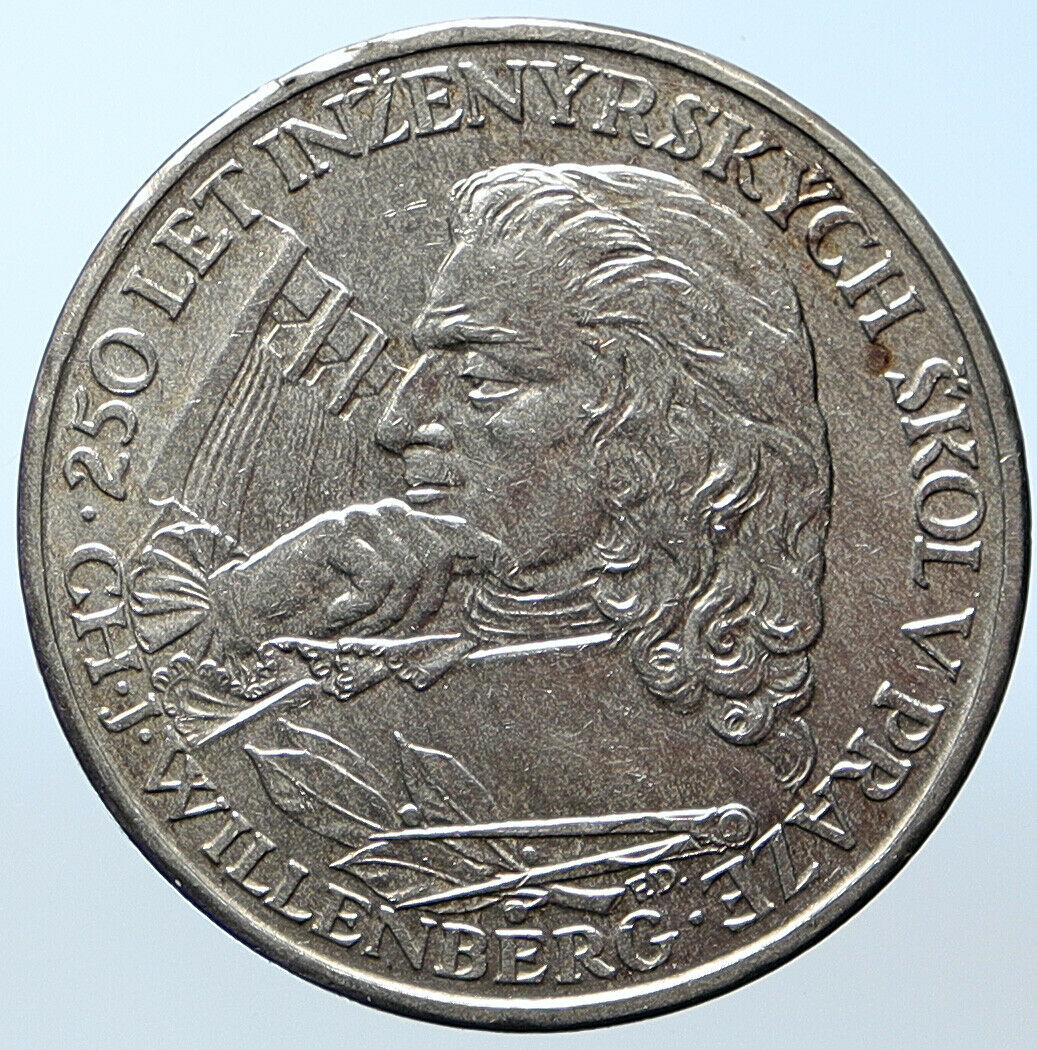 1957 CZECHOSLOVAKIA Jan Willenberg TECHNICAL COLLEGE Silver 10 Korn Coin i104765