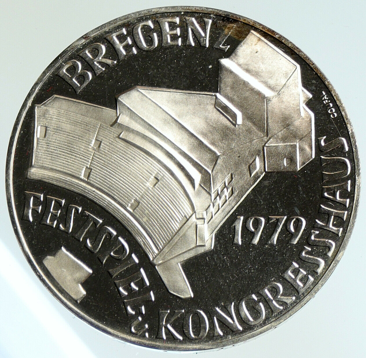 1979 AUSTRIA Festival Congresshall BREGENZ PRF Silver 100 Schilling Coin i104839