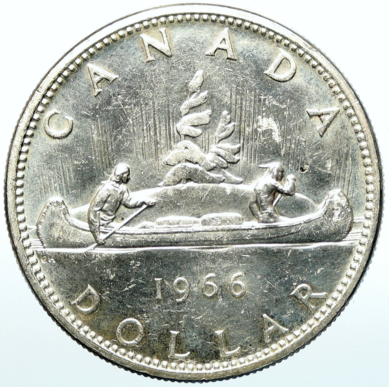 1966 CANADA w UK Queen Elizabeth II Voyagers Genuine Silver Dollar Coin i100949