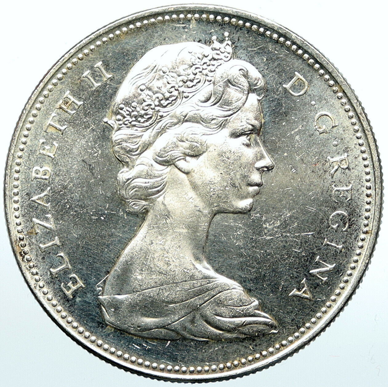 1966 CANADA w UK Queen Elizabeth II Voyagers Genuine Silver Dollar Coin i100949