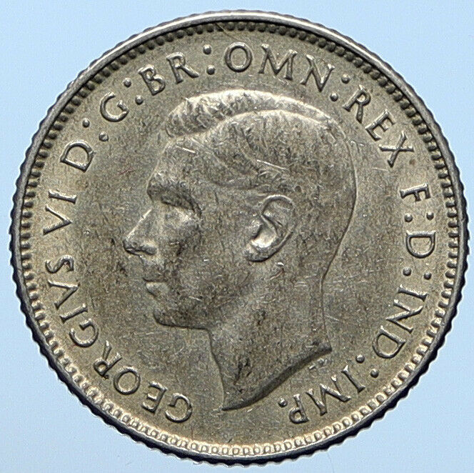 1943 D AUSTRALIA King George VI Kangaroos Antique Silver Sixpence Coin i104771