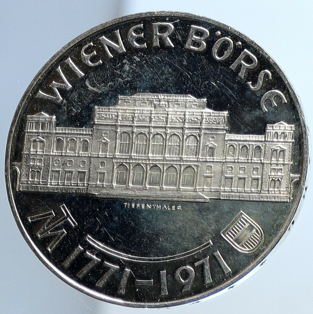 1971 AUSTRIA VIENNA WIENER BOURSE Stock Exchange Proof Silver 25 Sh Coin i104766