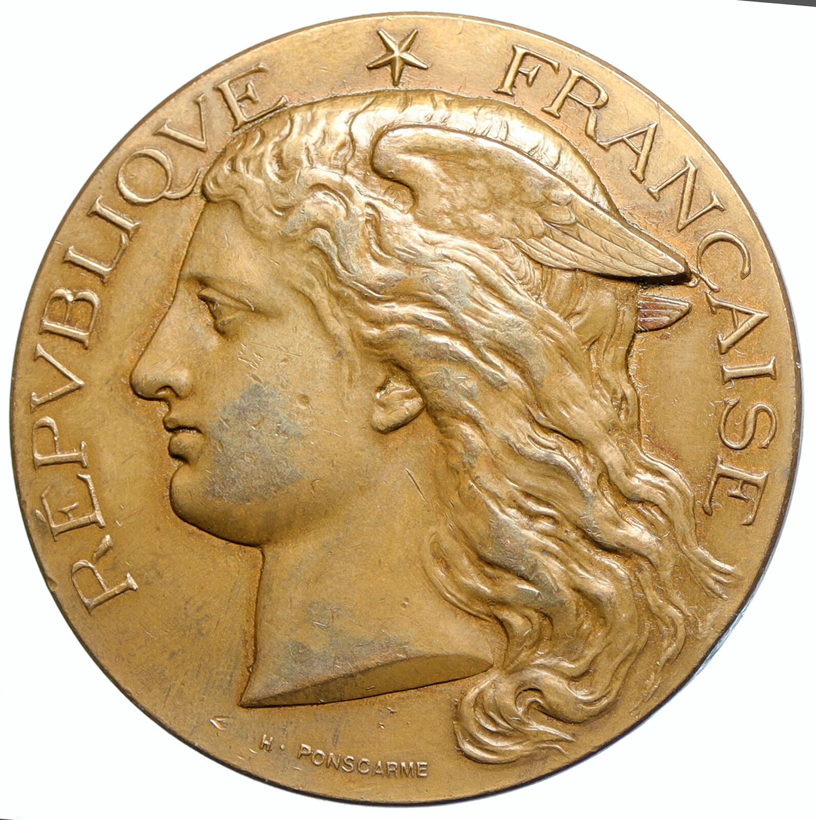 1886 FRANCE Agriculture CLERMONT FERRAND WINGED LIBERTY Mercury Medal i105545