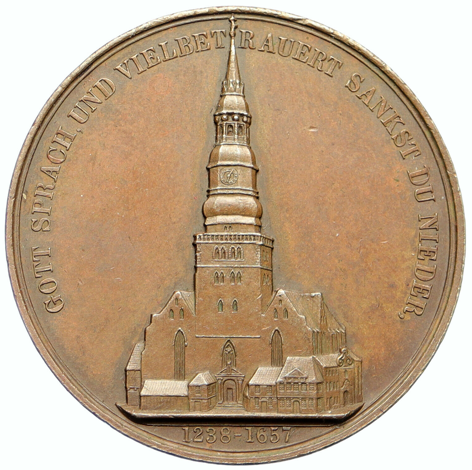 1842 GERMANY German States HAMBURG Saint Peters Church OLD Antique Medal i105547