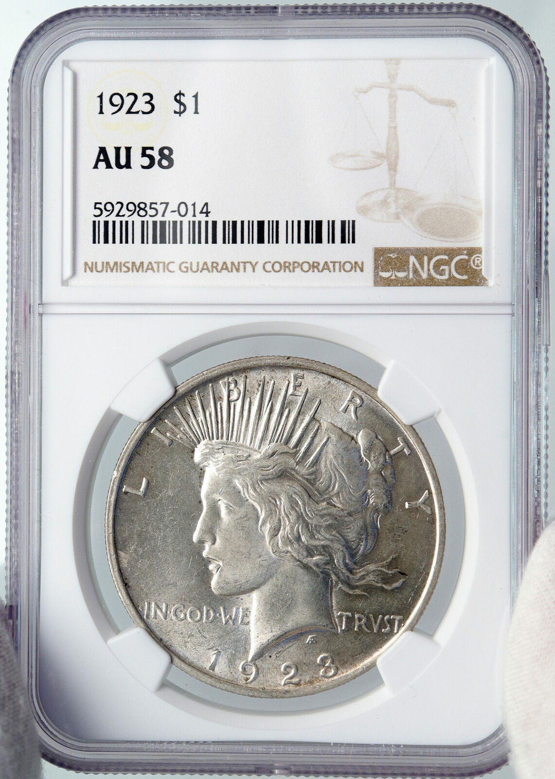 1923 US Silver PEACE DOLLAR Large United States Coin LIBERTY & EAGLE NGC i89188