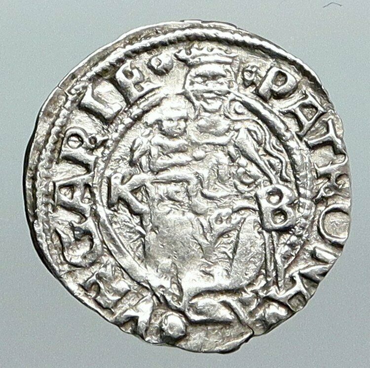 1528-58 HUNGARY King Ferdinand MADONNA & CHILD ANTIQUE Silver Denar Coin i90558